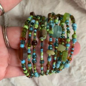 bracelet bangle beaded sea glass
